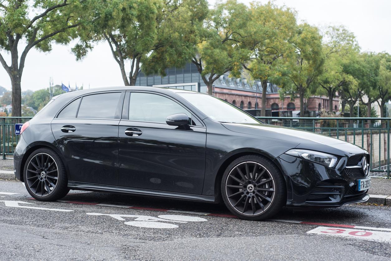 A black Mercedes A-Class