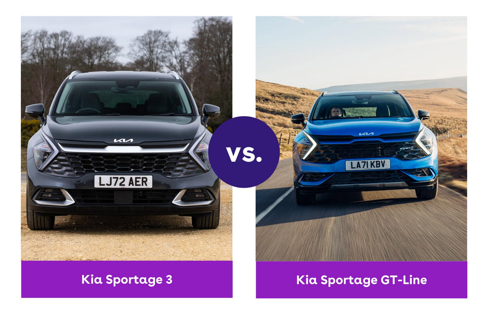 two kia sportages driving on a road