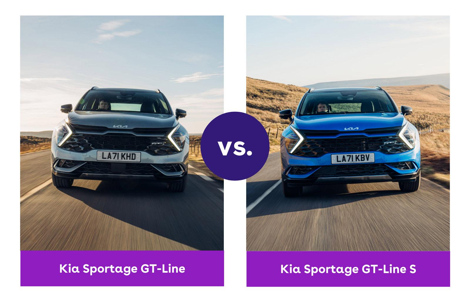a grey and a blue kia sportage