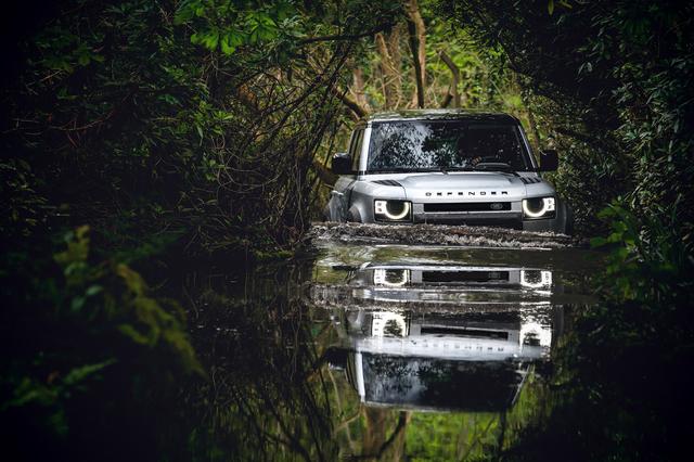 Land Rover Defender in water