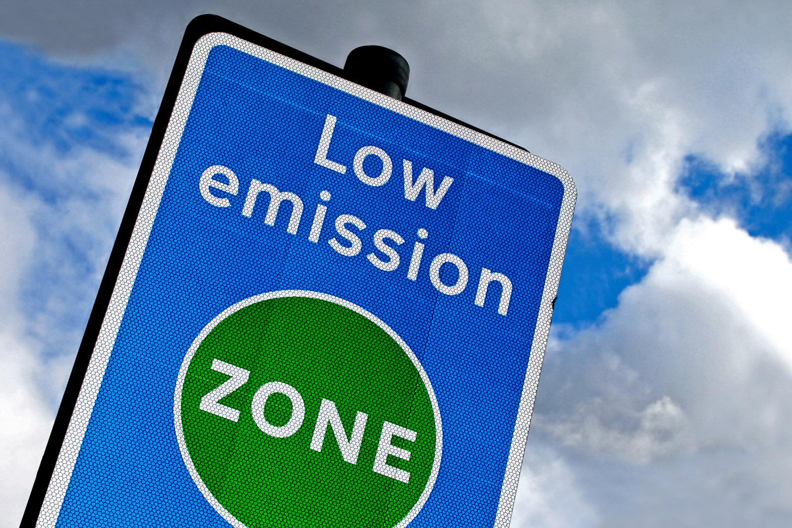 a low emission zone road sign
