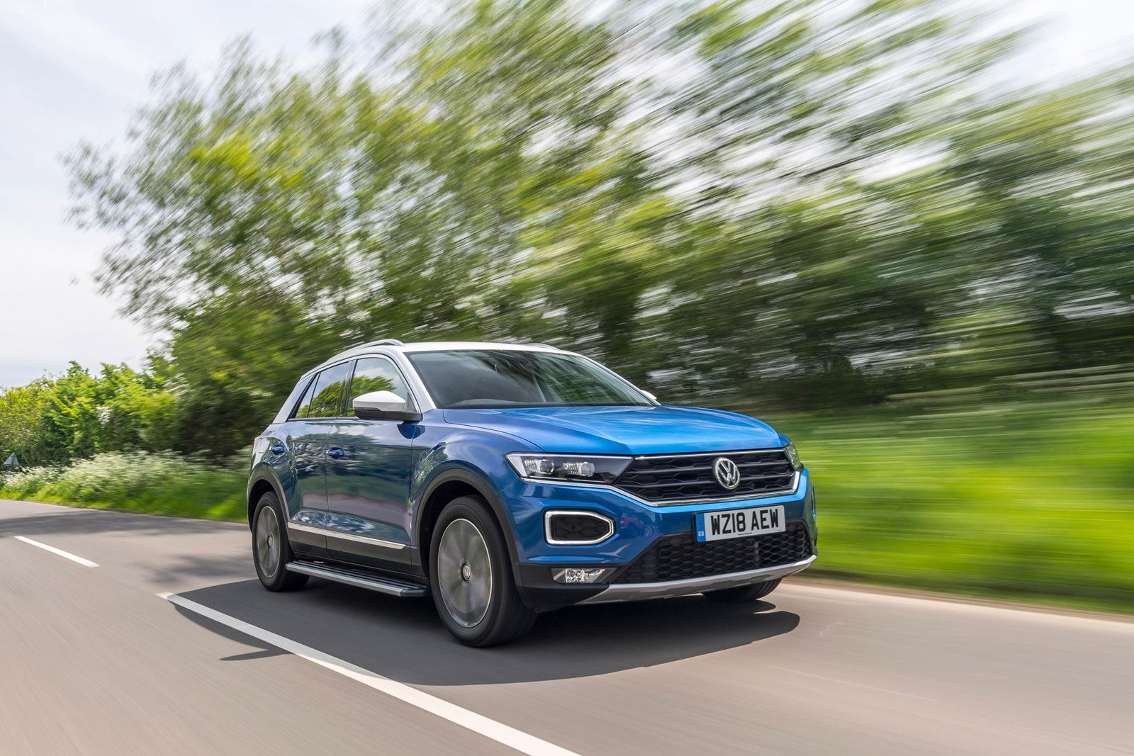a light blue VW T-Roc