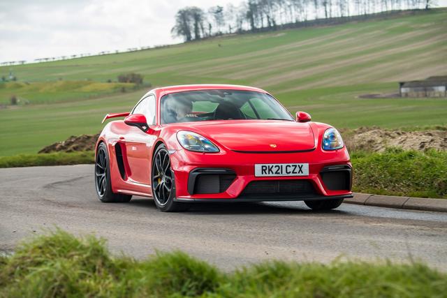 Porsche 718 Cayman GT4 front three quarters