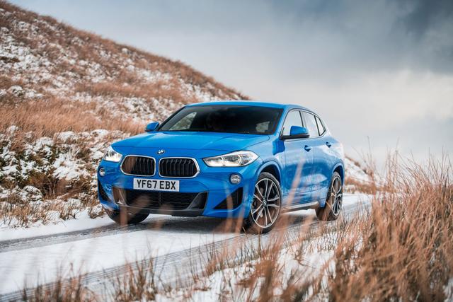 BMW X2 front on snow