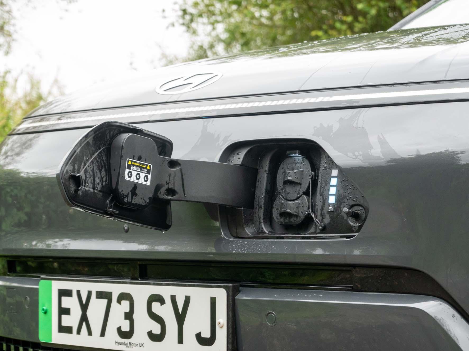 Hyundai Kona Electric charging port close-up