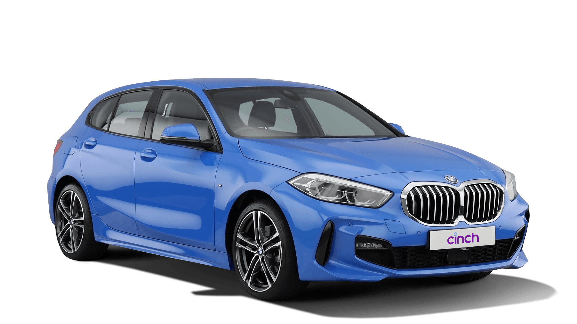 A blue BMW 1 Series facing the right