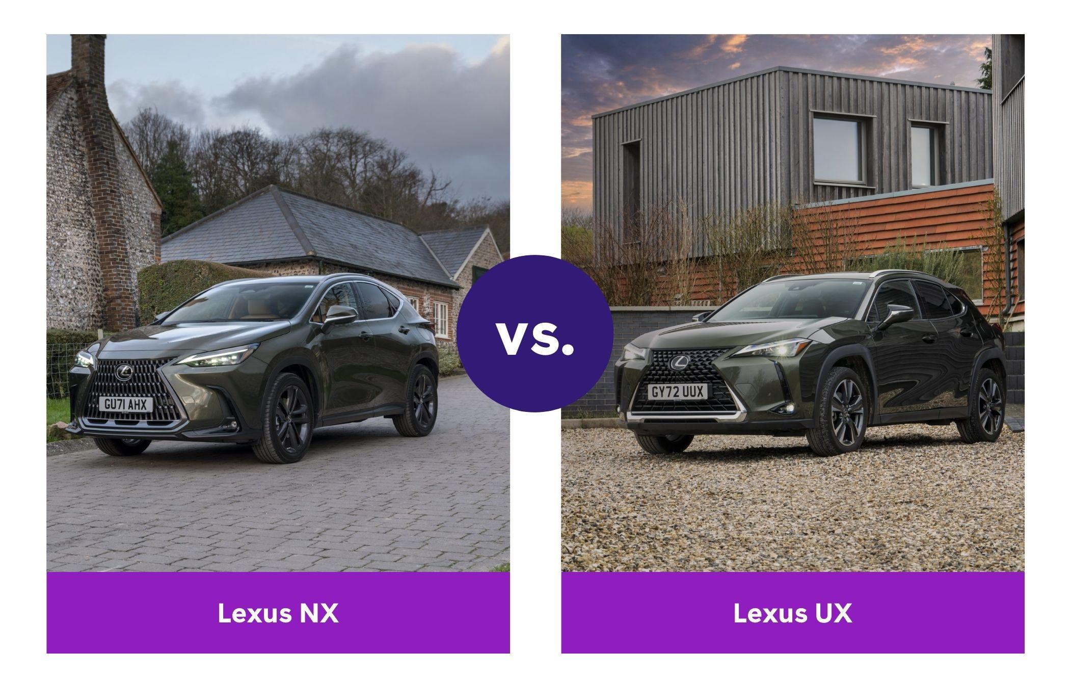 Side-by-side image of Lexus NX and Lexus UX fronts