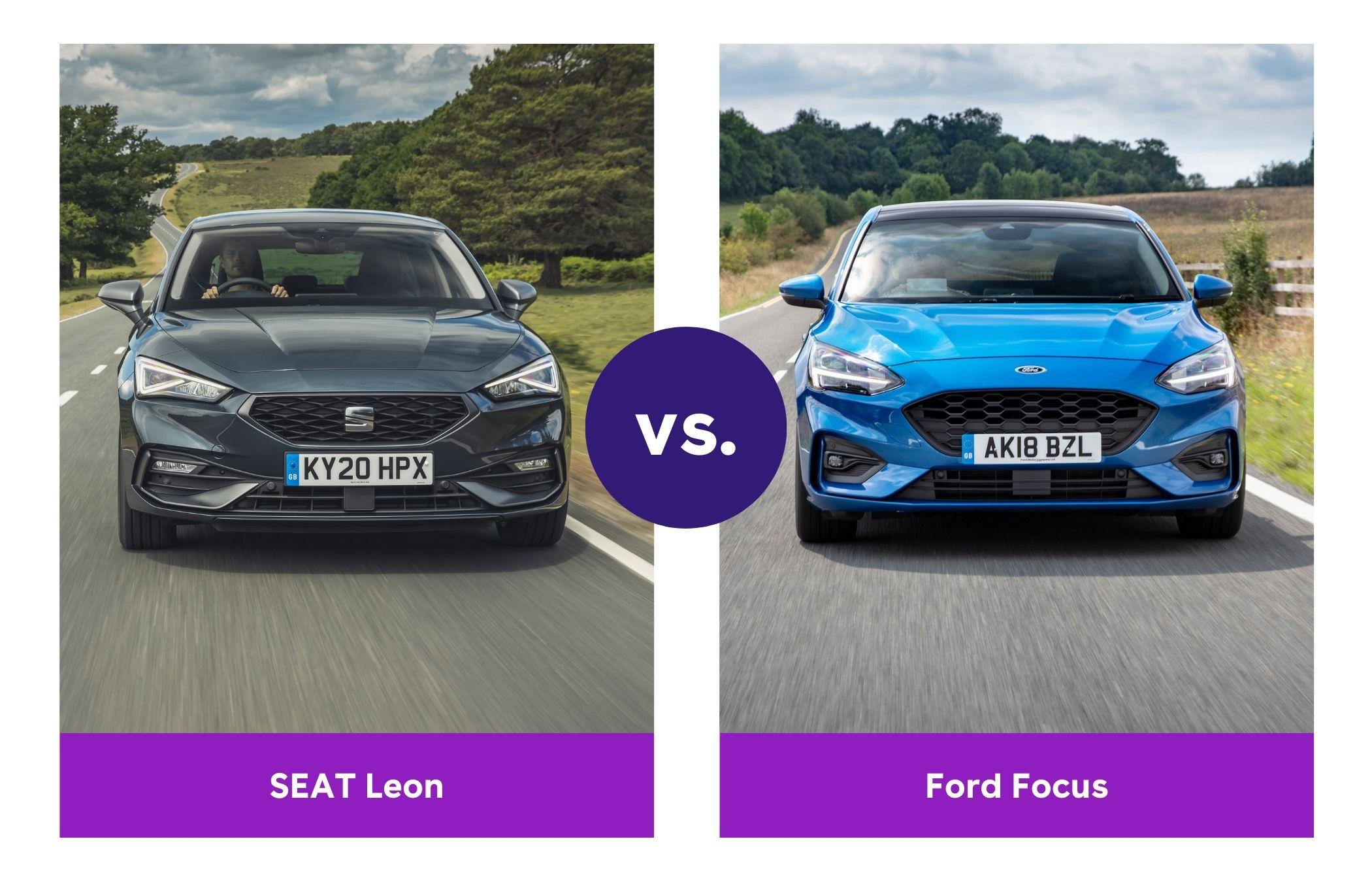 Side-by-side image of SEAT Leon and Ford Focus fronts