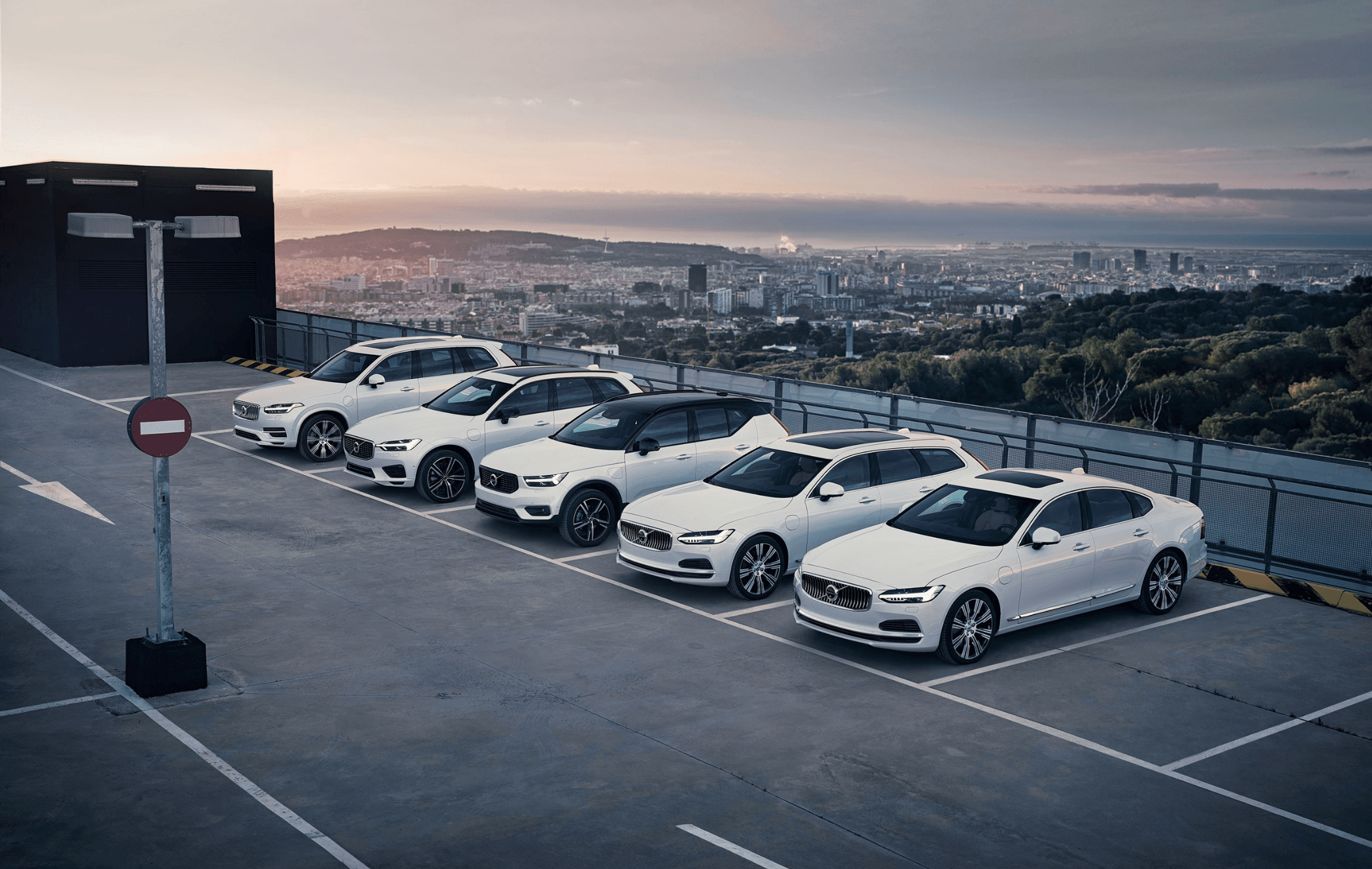 Picture of Volvo XC90, XC60, XC40, V90, and S90, parked in bays