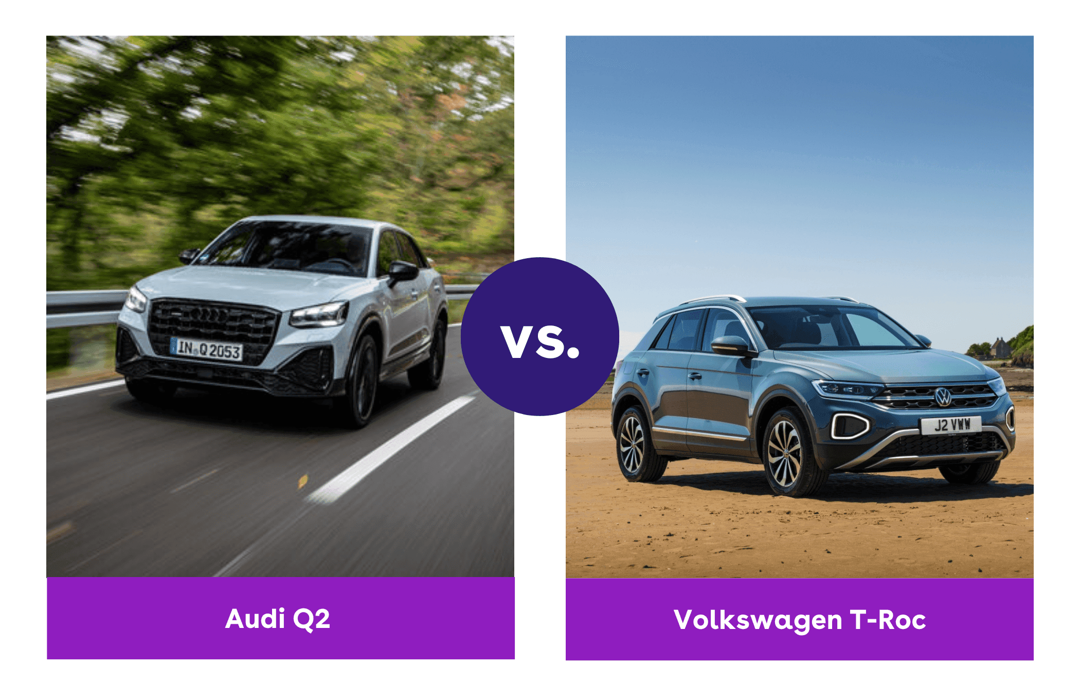 A comparison of the Audi Q2 vs. VW T-Roc