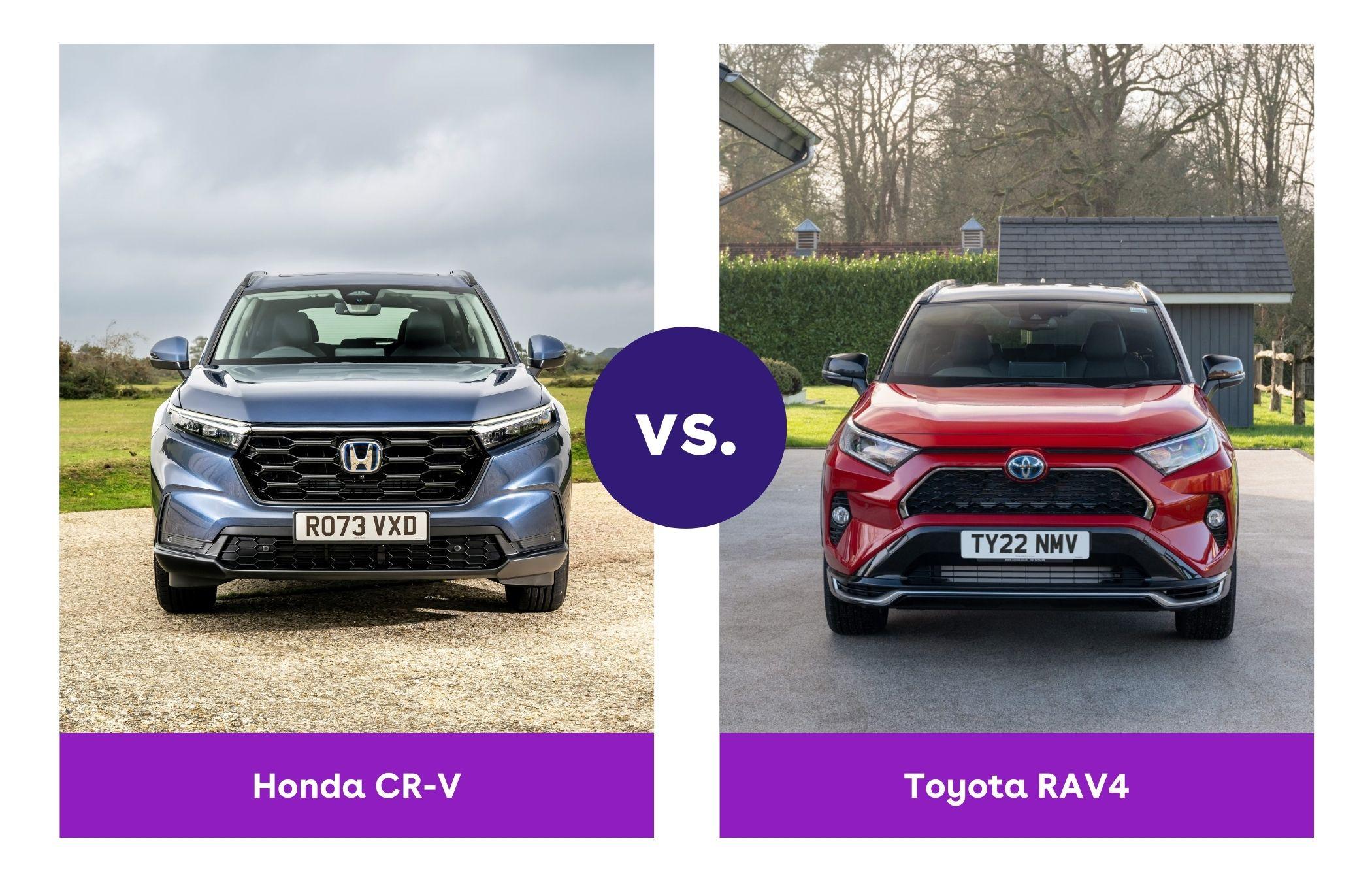 Side-by-side image of Honda CR-V and Toyota RAV4 fronts
