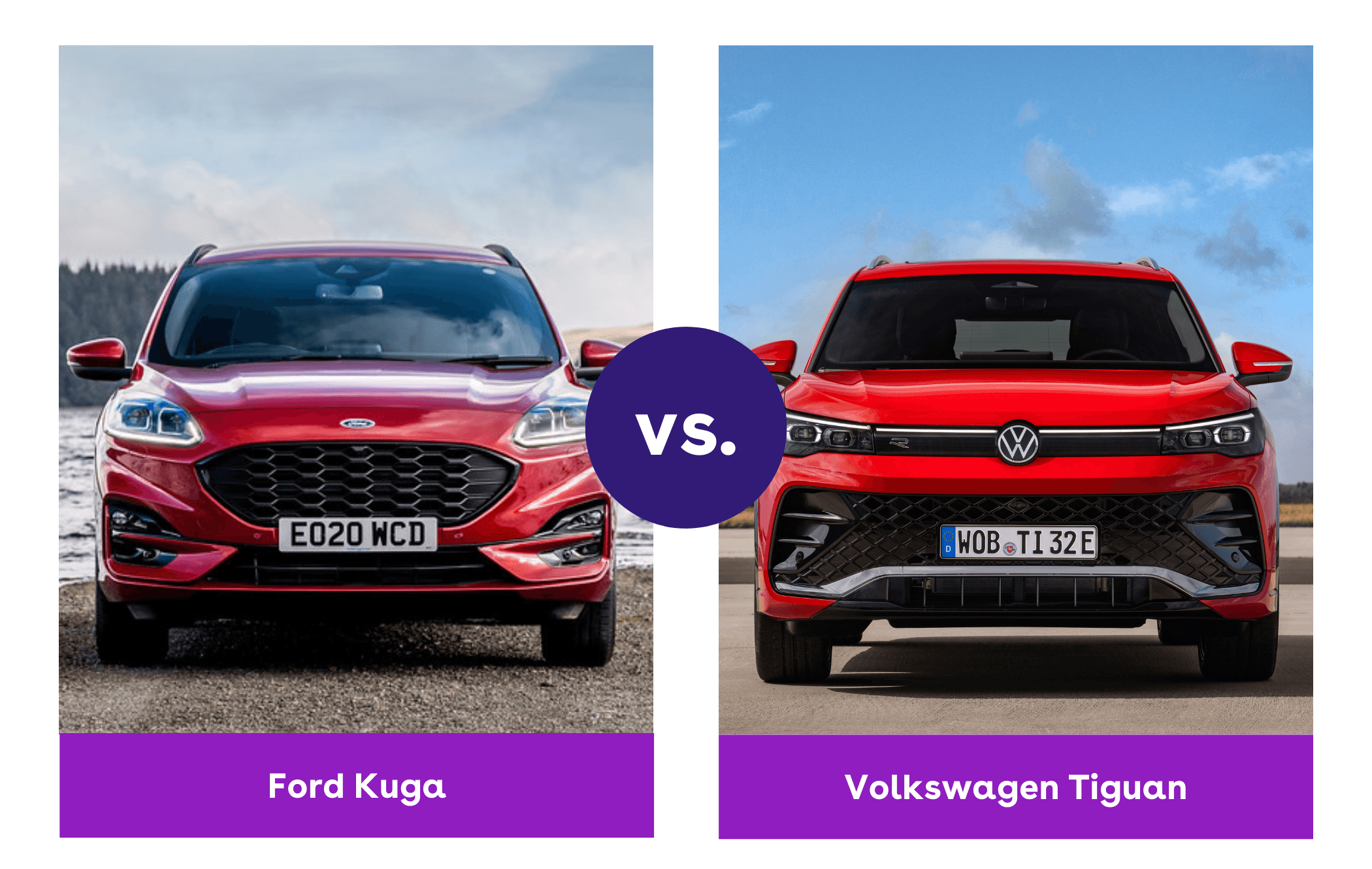 A comparison of the Ford Kuga and VW Tiguan SUVs