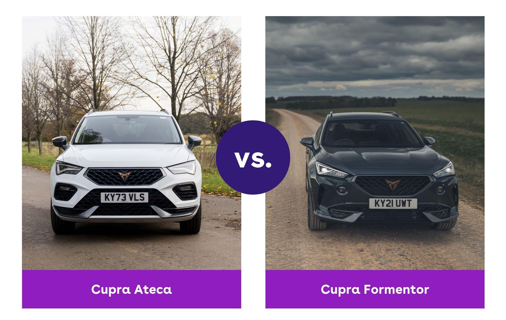 Side-by-side image of Cupra Ateca and Cupra Formentor fronts