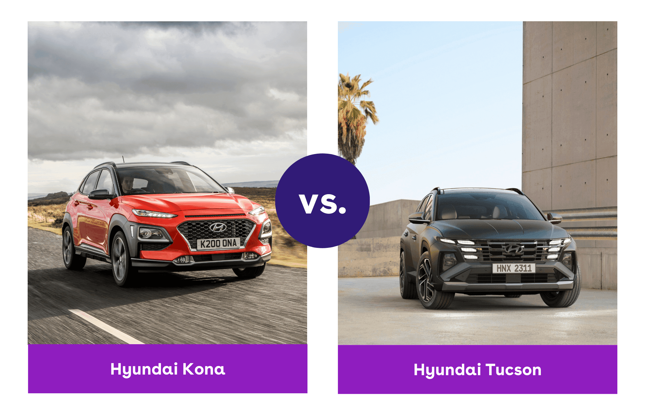 A comparison of the Hyundai Kona vs. Hyundai Tucson