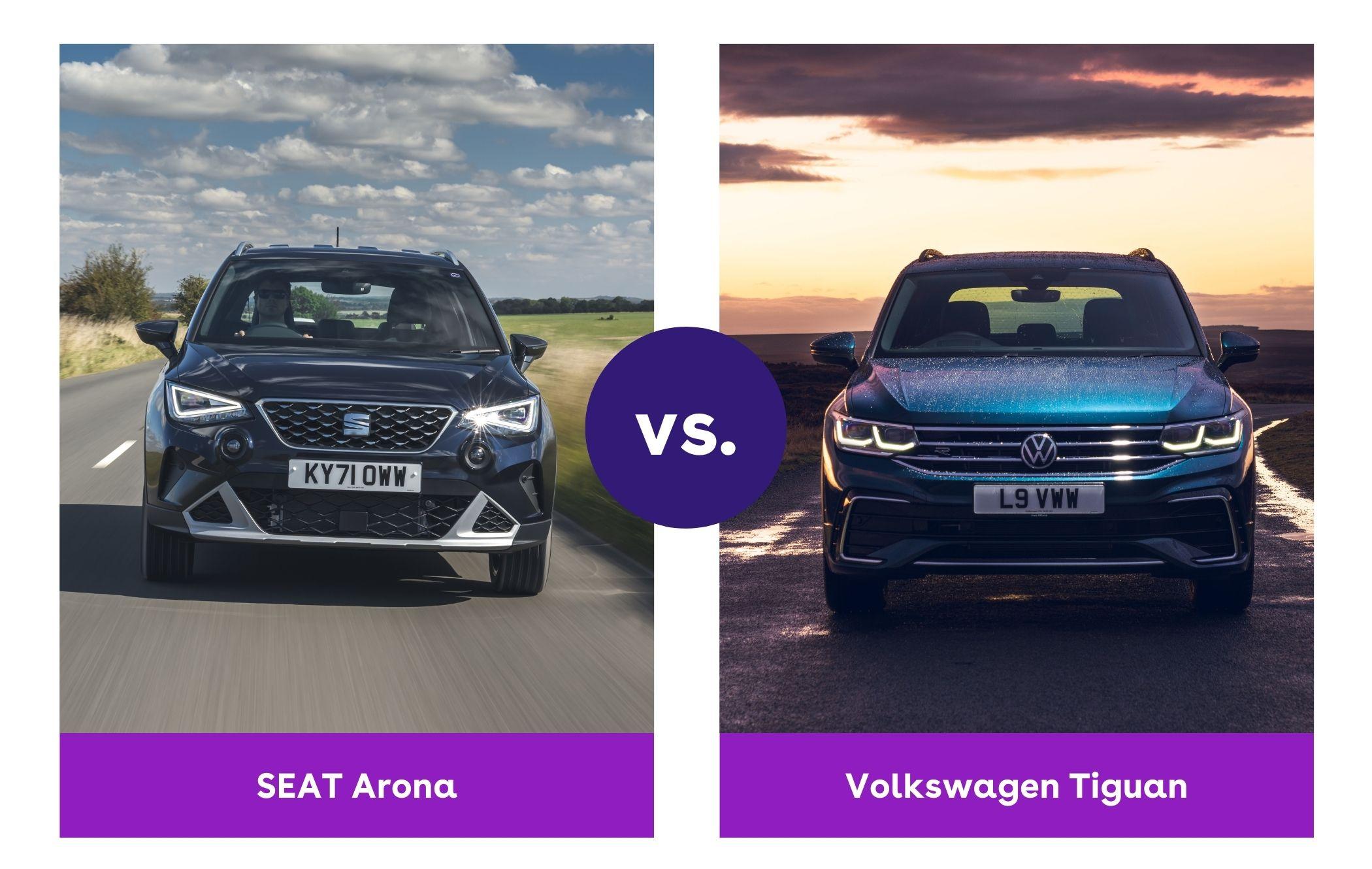 Side-by-side view of SEAT Arona and VW Tiguan