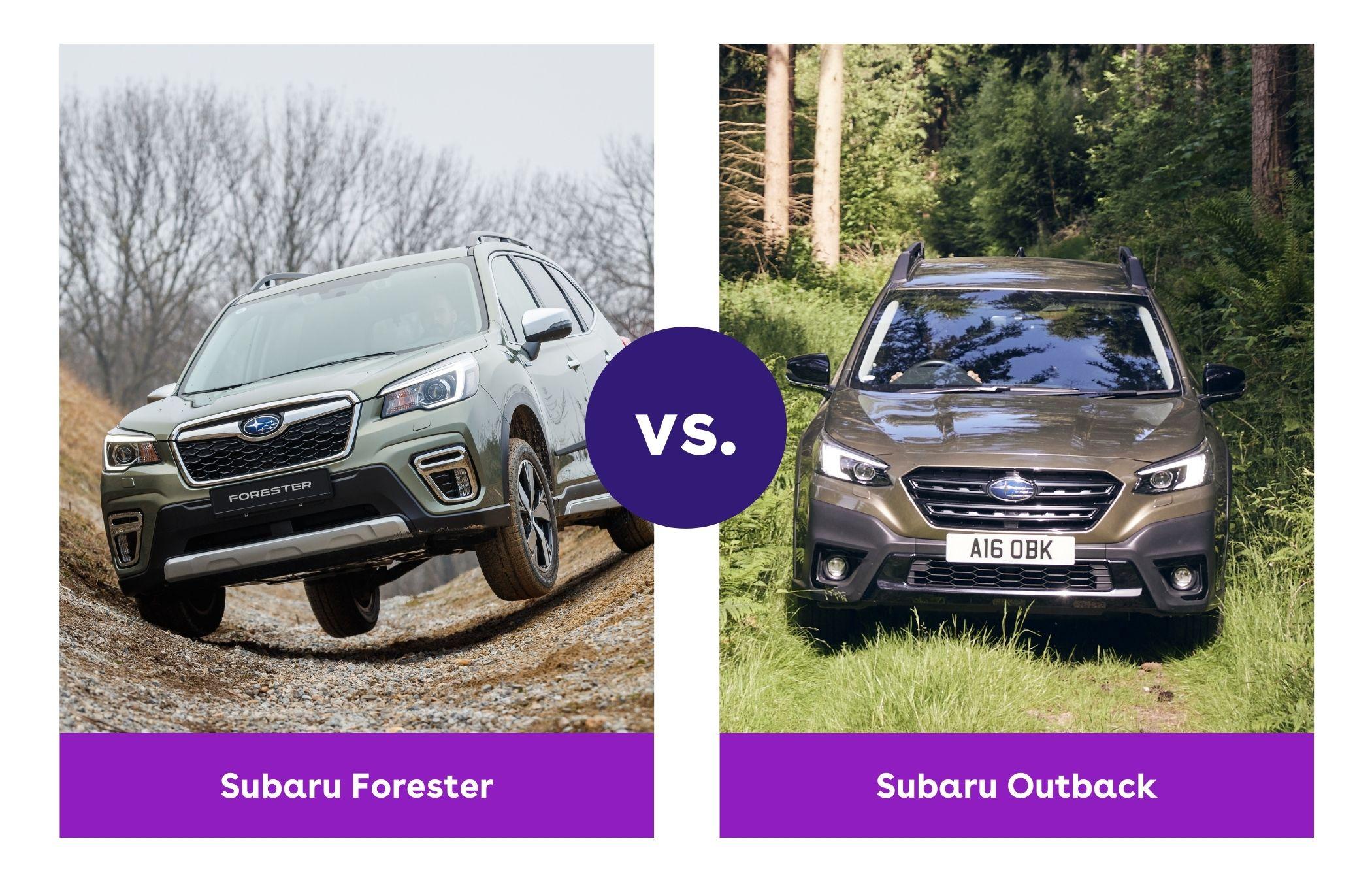 Side-by-side image of Subaru Forester and Subaru Outback fronts