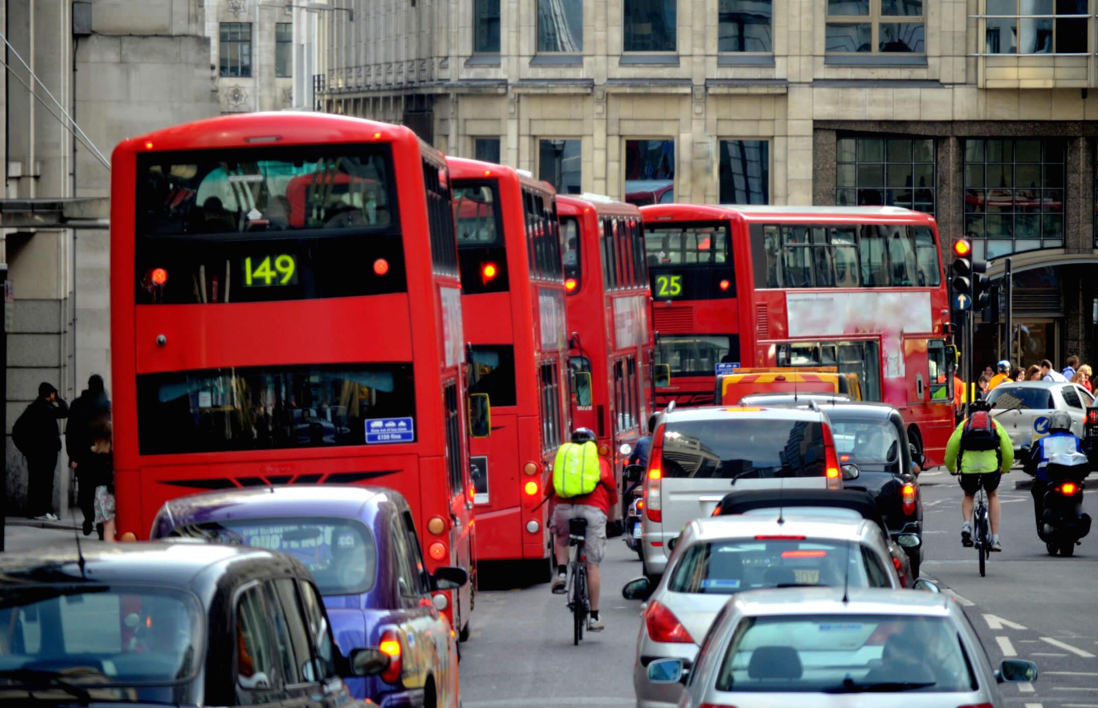 A queue of traffic in London