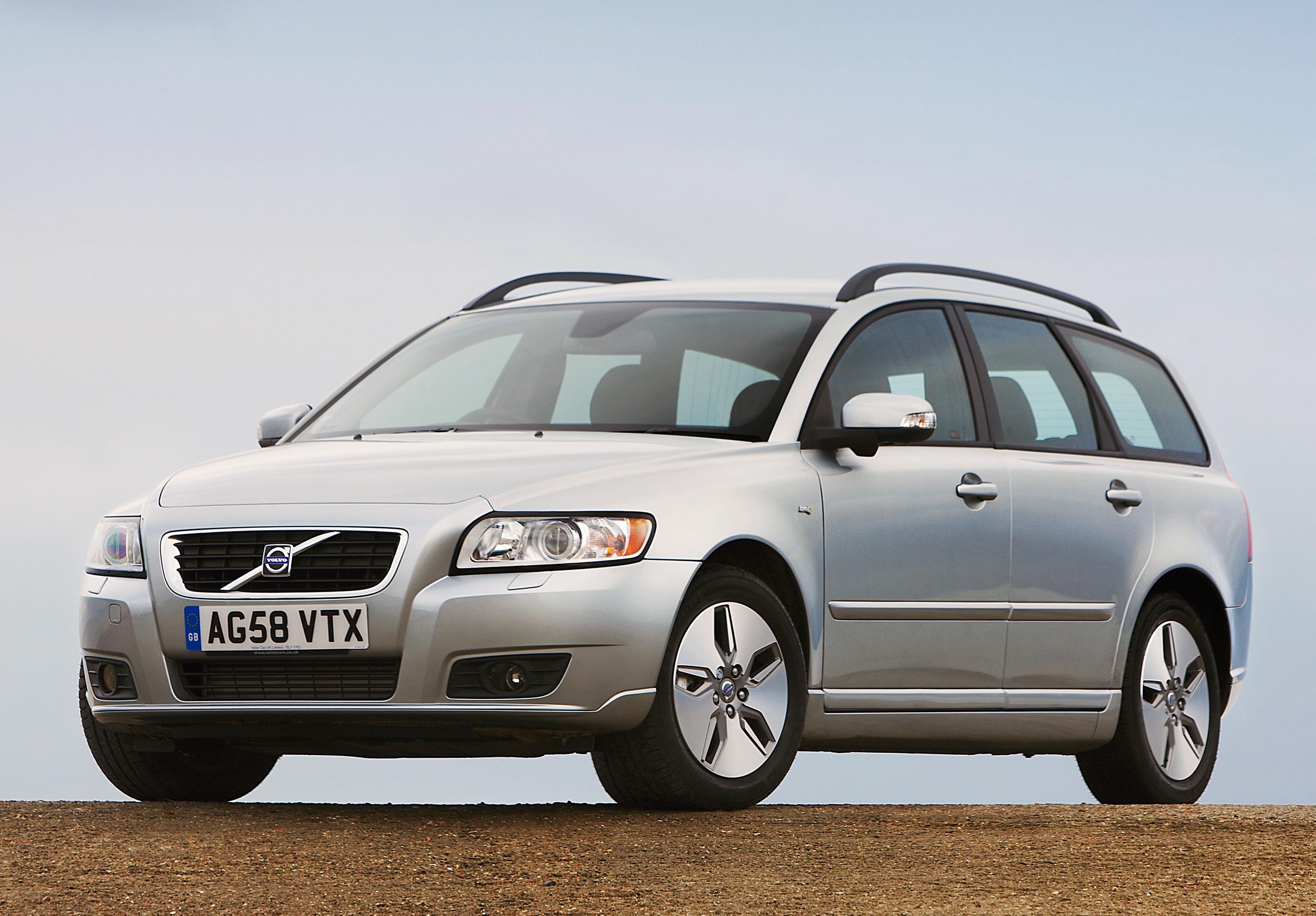 A silver Volvo V50