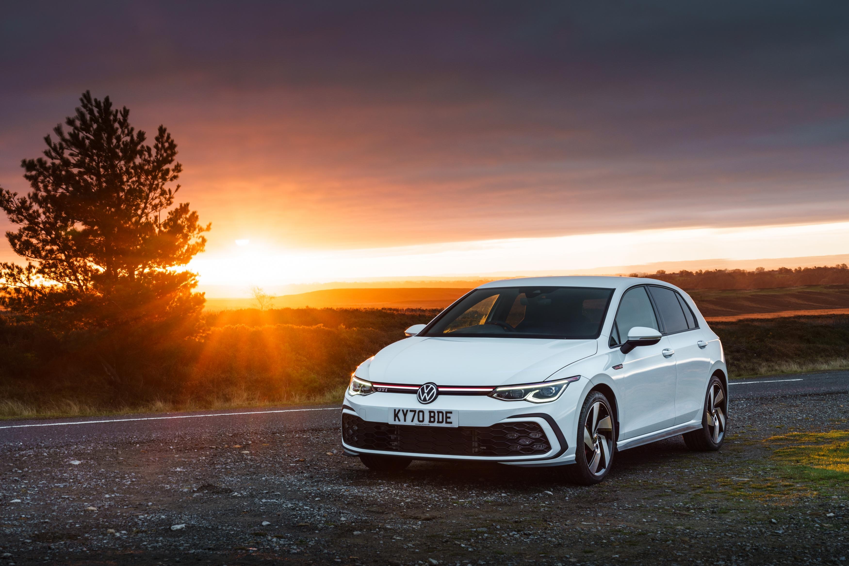 a white Volkswagen Golf GTI MK8