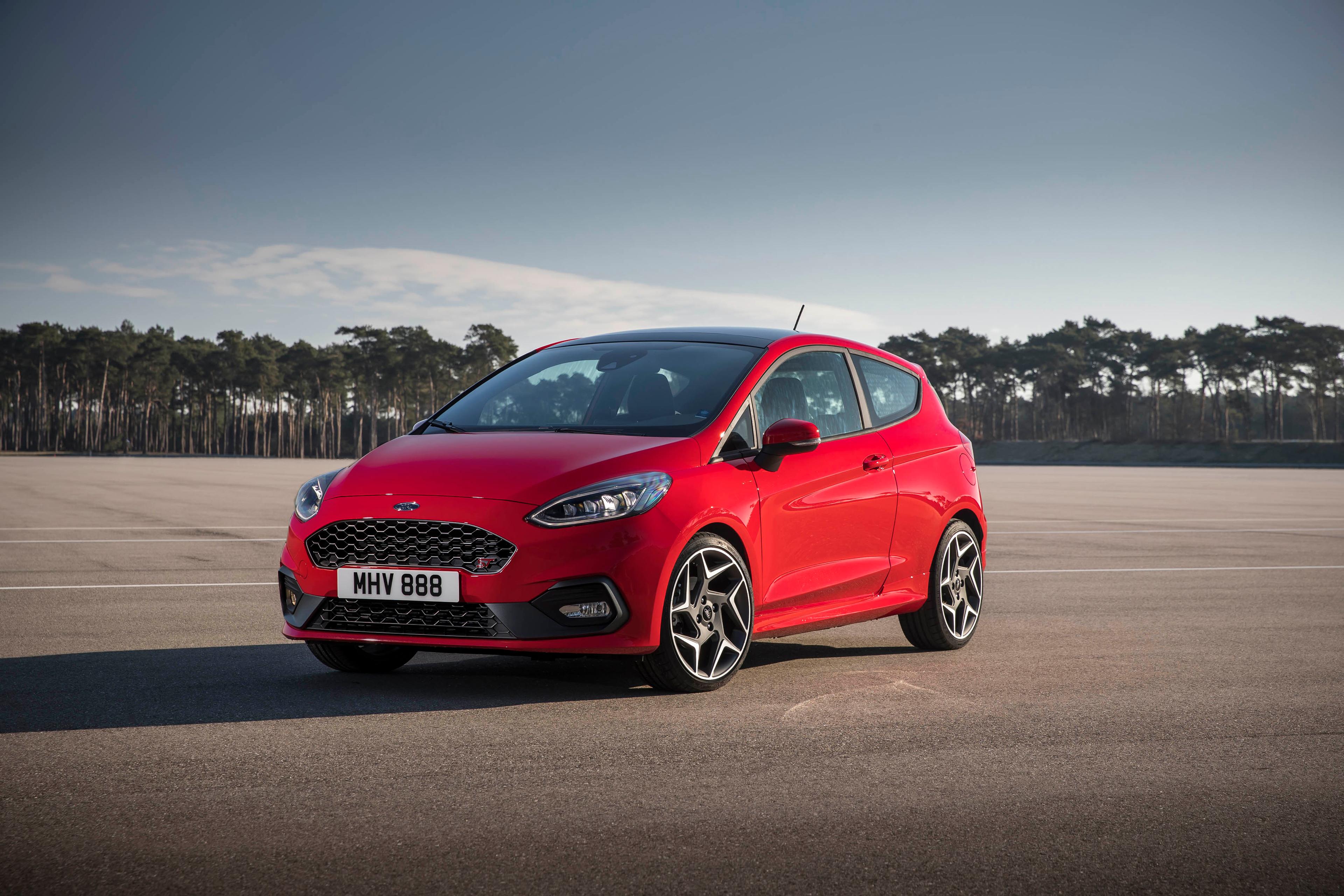 A red Ford Fiesta ST 