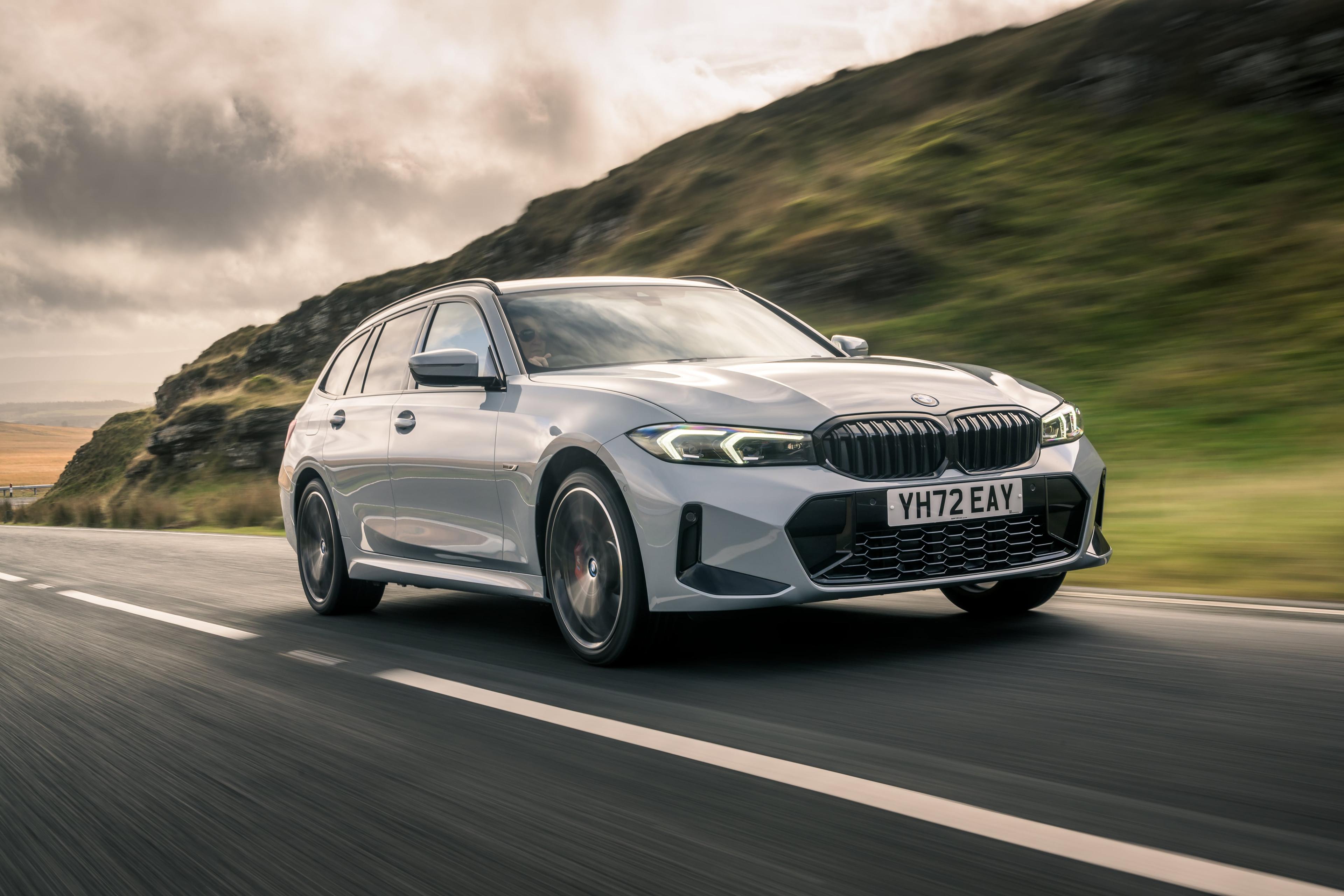 a grey BMW 330e Touring M Sport