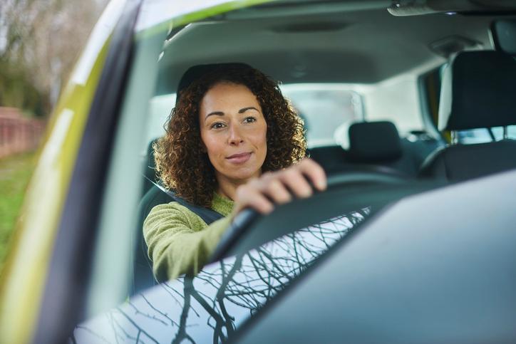 Woman driving car