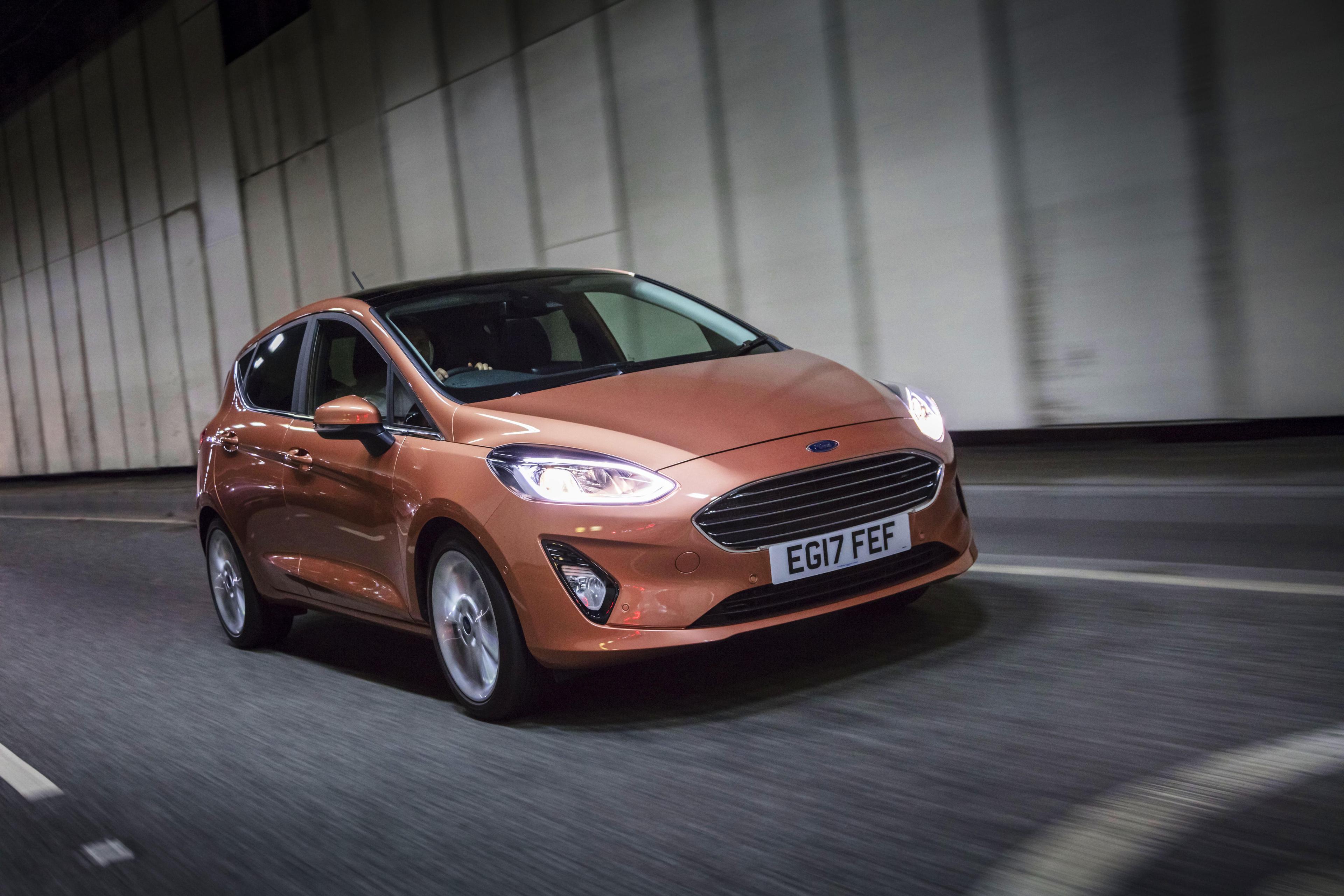 A chrome copper Ford Fiesta