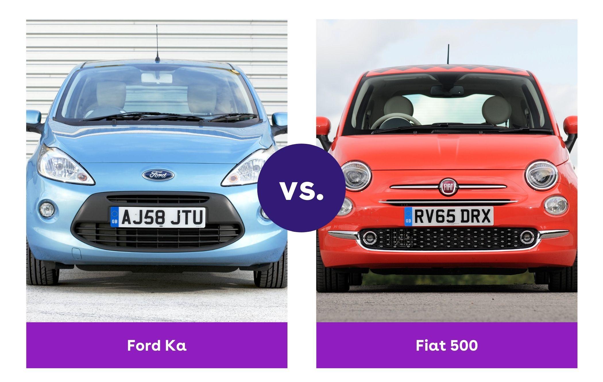 Side-by-side view of Ford Ka and Fiat 500