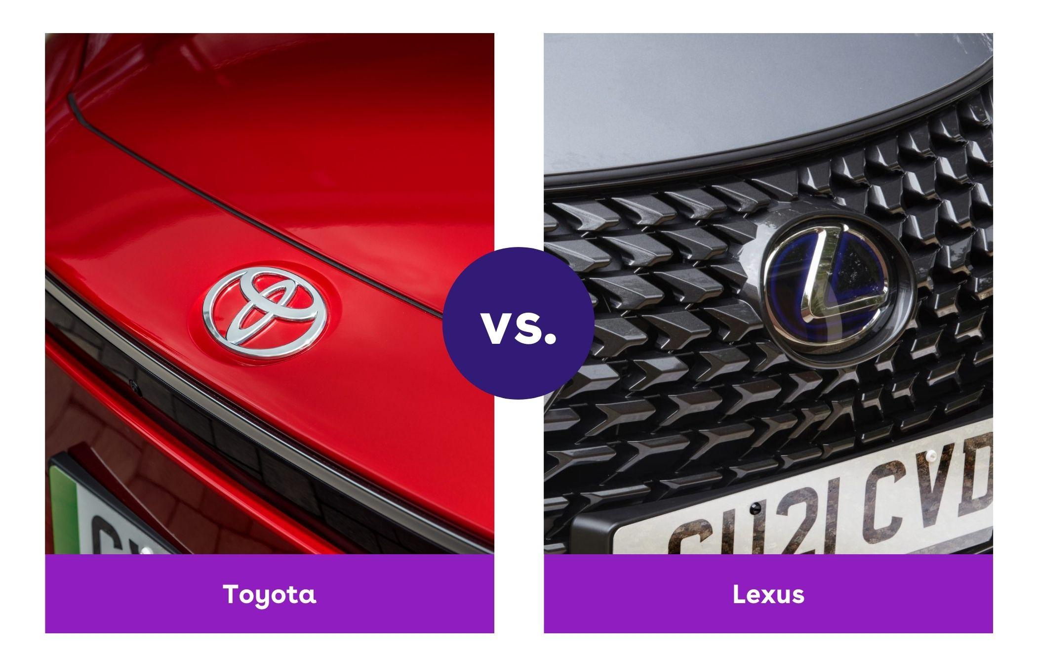 Side-by-side image of Toyota and Lexus badges