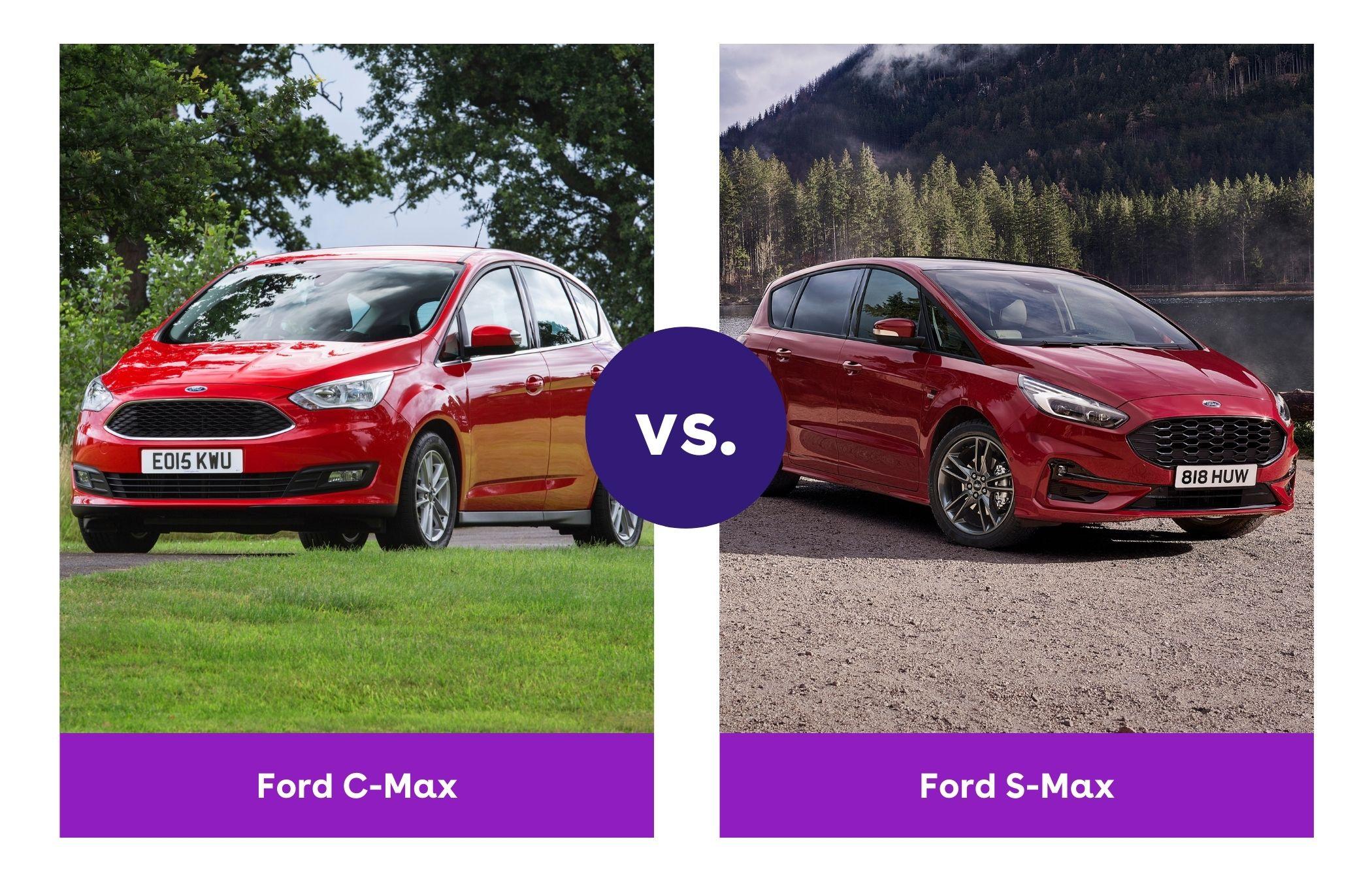 Side-by-side view of red Ford C-Max and red Ford S-Max