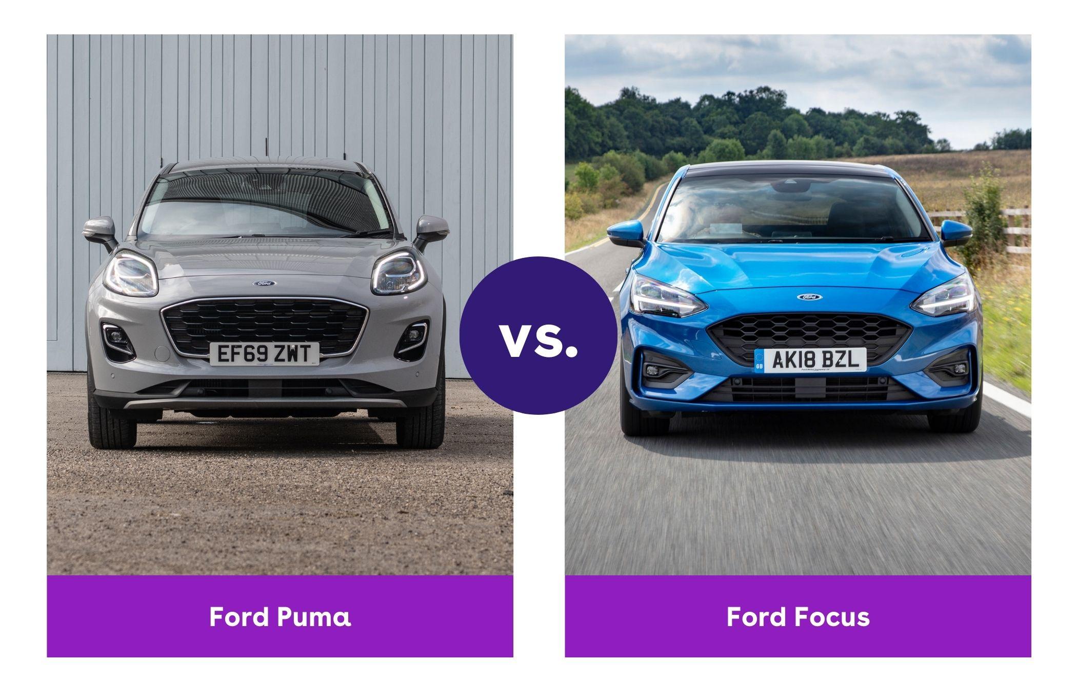 Side-by-side view of Ford Puma and Ford Focus fronts