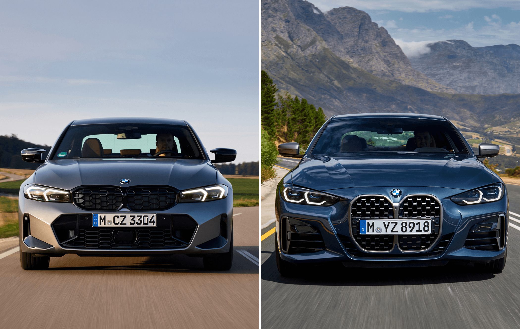 A comparison of the BMW 3 Series and BMW 4 Series front profile