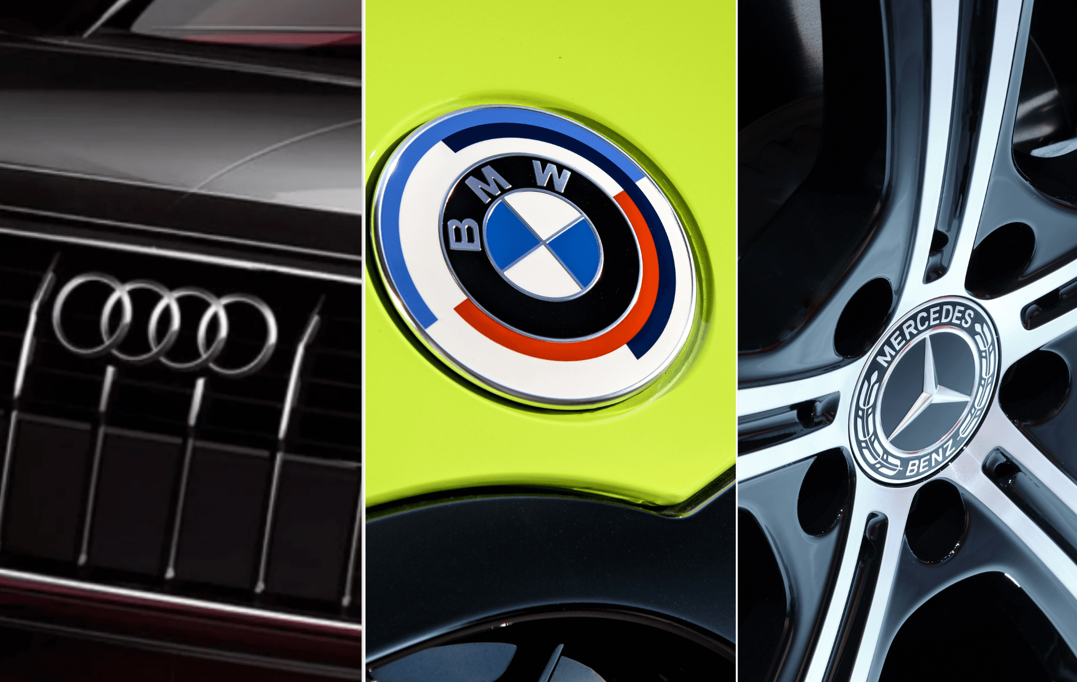 A comparison of the Audi, BMW, and Mercedes logos