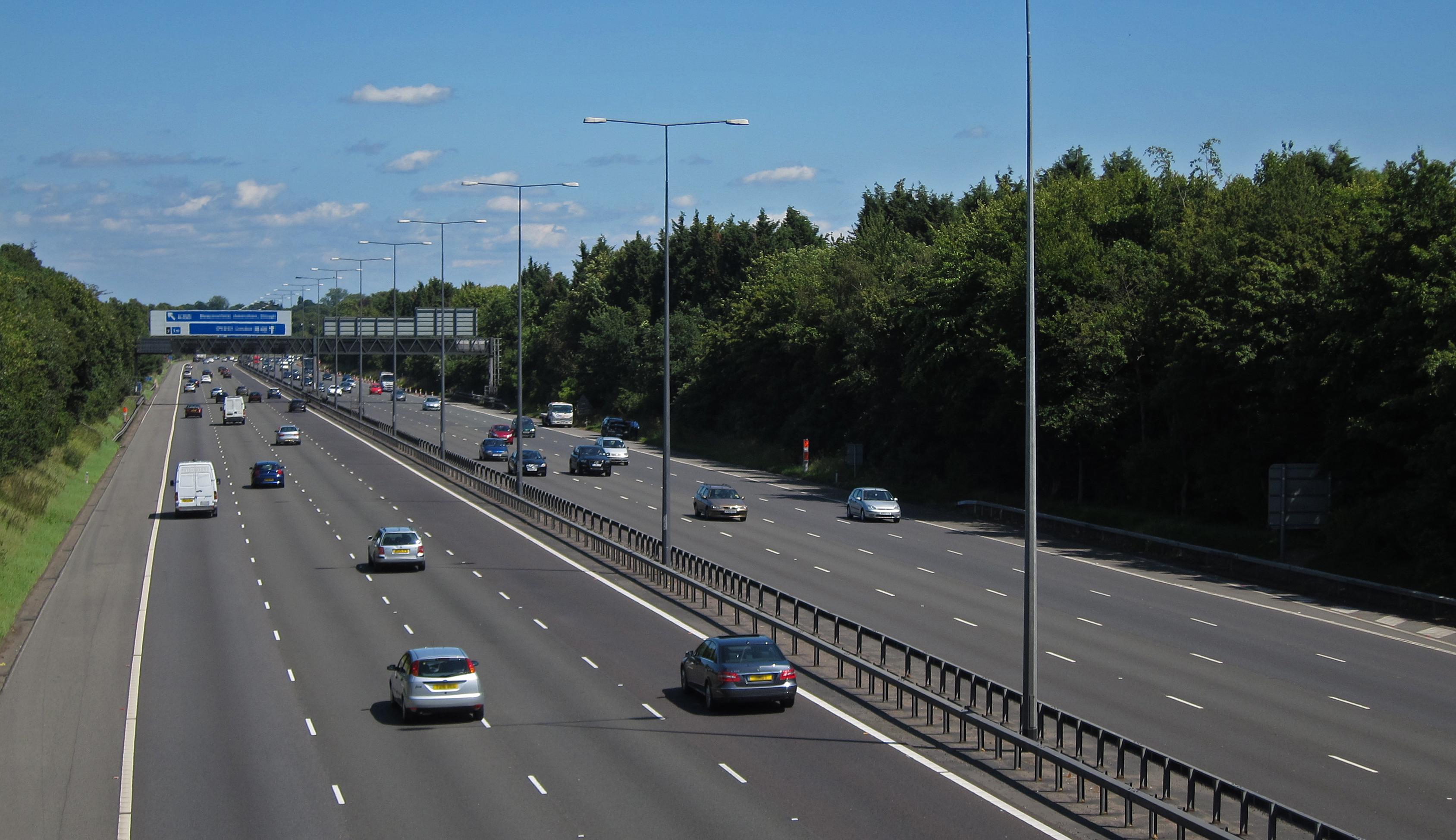 UK motorway with cars on it 