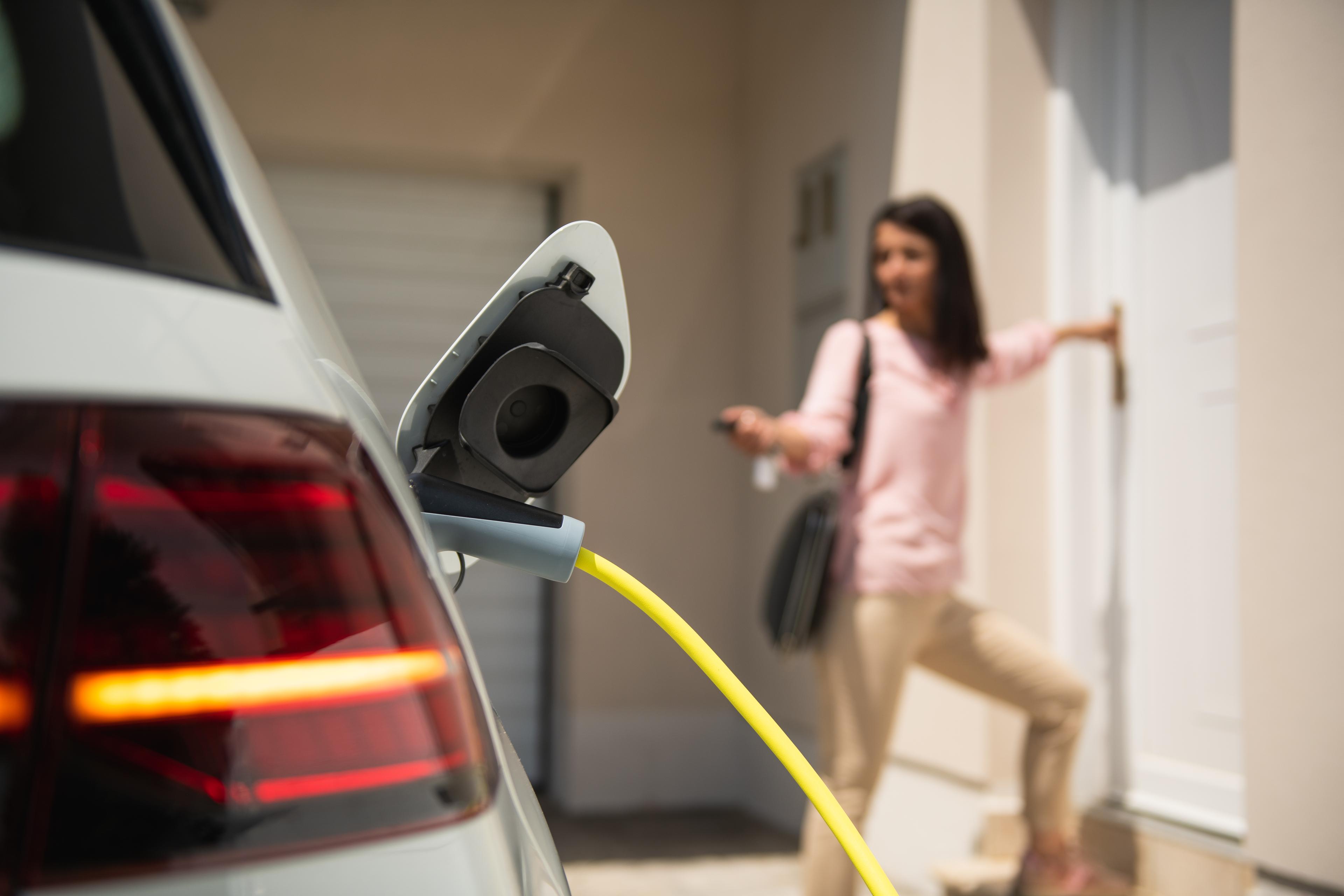 electric car charging home - house